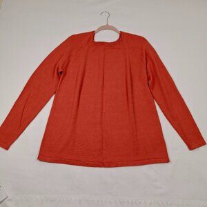 Womens Plus Sz XL Rolled Neck Raglan Long Sleeve Sweater Jumper Tunic Top Coral